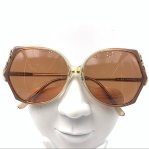 Vintage Le Star Brown Gold Oval Sunglasses Frames Lacey